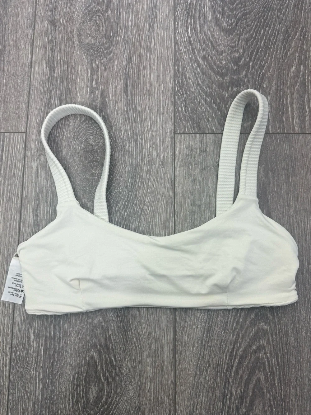 LSPACE Jess Bikini Top White Size M Ribbed Triangle Swim Top